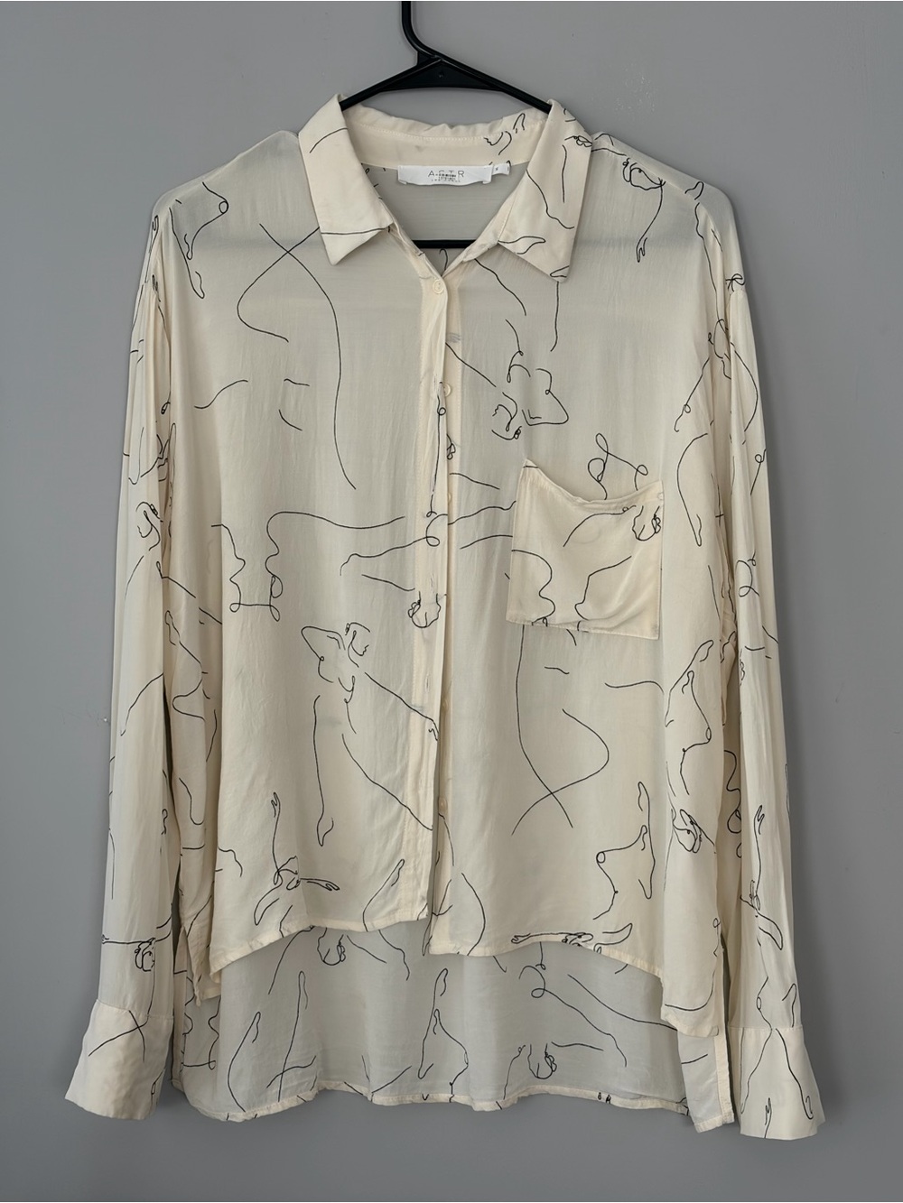 ASTR The Label Abstract Button Down Long Sleeve Shirt